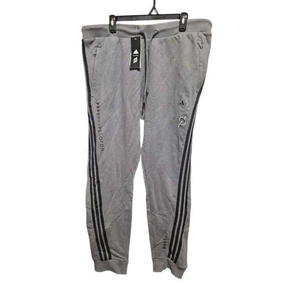 Adidas Peloton Mens 2XL Gray 3 Stripe Jogger Sweatpants Training Gym HE2038 New - Picture 1 of 13